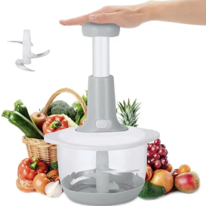 Manual Hand Push Chopper | Multi-functional Vegetable Meat Grinder, Grater, Chopper – 2 Liter