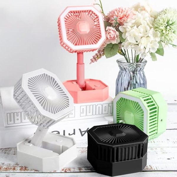 Portable Folding Fan | Desktop Fan Retractable Adjustable Table Cooling Plastic Fan | Summer Outdoor Indoor Work Personal with Night Light (Random Colors) - Image 6