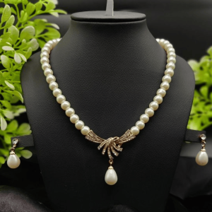 Imported Timeless Pearl Necklace Set With Radiant Pendant & Earrings | Girls & Women Fashion
